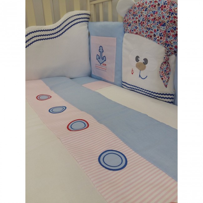 ByTwinz Комплект в кроватку 6 пр. "Морячки" голубой КЛАССИКА ByTwinz Комплект в кроватку 6 пр. "Морячки" голубой КЛАССИКА